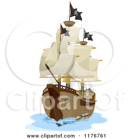 Cartoon of a Pirate Ship - Royalty Free Vector Clipart by BNP Design Studio