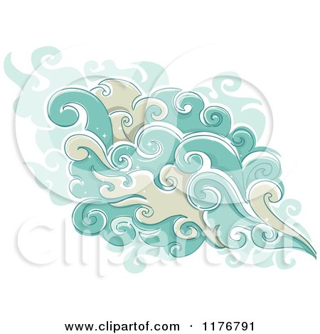 Cartoon of Swirly Smoke with Sparkling Stars - Royalty Free Vector Clipart by BNP Design Studio