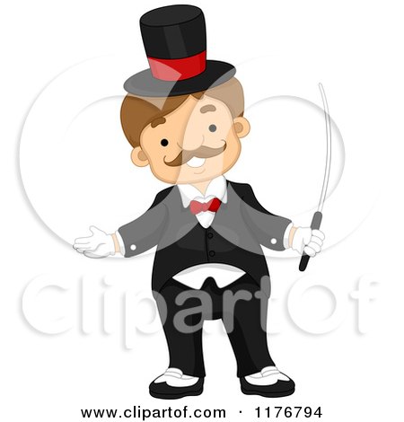 Cartoon of a Happy Male Circus Ring Master with a Training Wand - Royalty Free Vector Clipart by BNP Design Studio