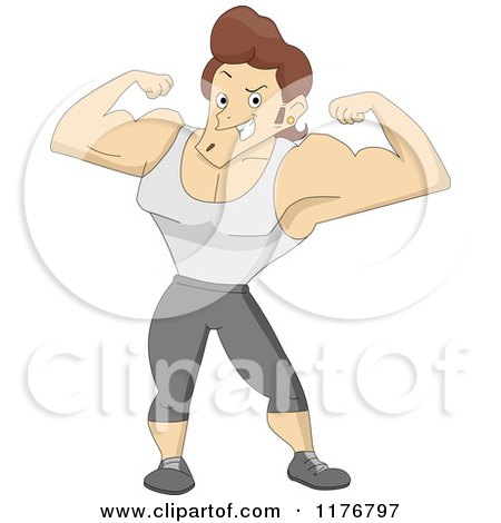 Cartoon of a Bulky Bodybuilder Flexing His Muscles - Royalty Free Vector Clipart by BNP Design Studio