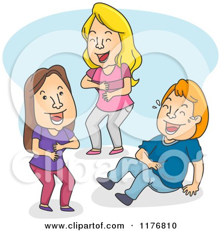 Cartoon of Three People Laughing - Royalty Free Vector Clipart by BNP Design Studio