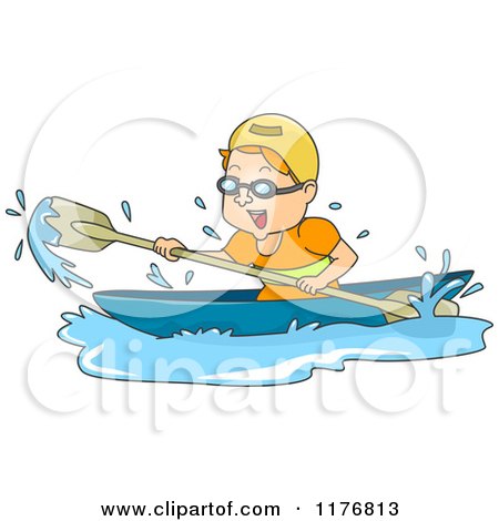 Cartoon of a Man Having Fun While Canoeing - Royalty Free Vector Clipart by BNP Design Studio