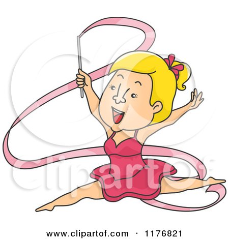 Cartoon of a Blond Ribbon Dancer Gymnast Woman - Royalty Free Vector Clipart by BNP Design Studio