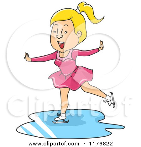 Cartoon of a Blond Figure Skater - Royalty Free Vector Clipart by BNP Design Studio
