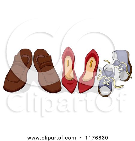 Cartoon of Family Shoes Side by Side - Royalty Free Vector Clipart by BNP Design Studio