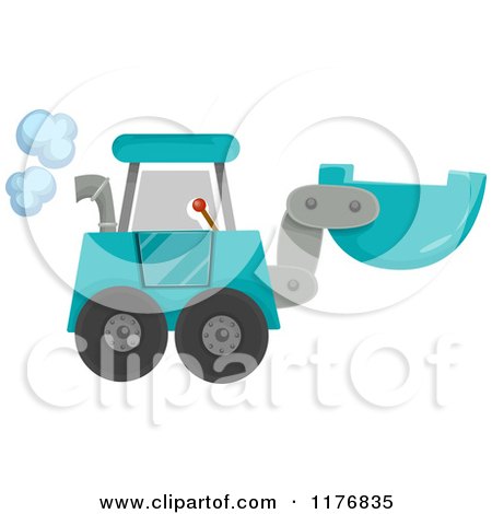 Cartoon of a Blue Construction Excavator Machine - Royalty Free Vector Clipart by BNP Design Studio