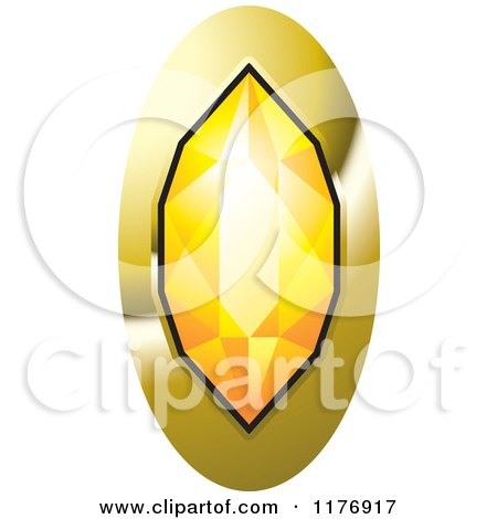 Clipart of a Long Orange Diamond with a Gold Setting - Royalty Free Vector Illustration by Lal Perera