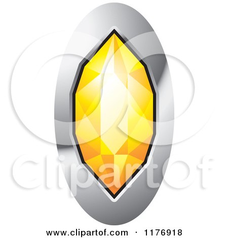 Clipart of a Long Orange Diamond with a Silver Setting - Royalty Free Vector Illustration by Lal Perera