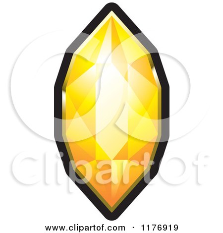 Clipart of a Long Orange Diamond with a Black and Gold Setting - Royalty Free Vector Illustration by Lal Perera