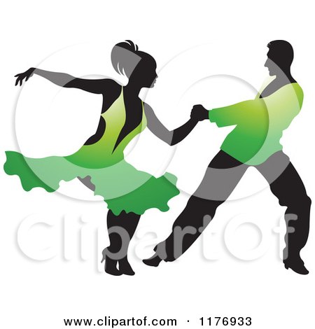 Clipart of a Ballroom Dancer Couple in Green Outfits - Royalty Free Vector Illustration by Lal Perera