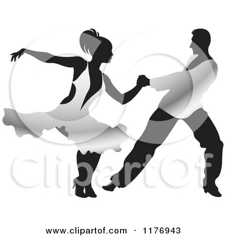 Clipart of a Ballroom Dancer Couple in Silver Outfits - Royalty Free Vector Illustration by Lal Perera