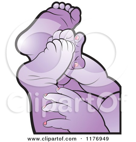 Clipart of Purple Baby Feet and Hands - Royalty Free Vector Illustration by Lal Perera