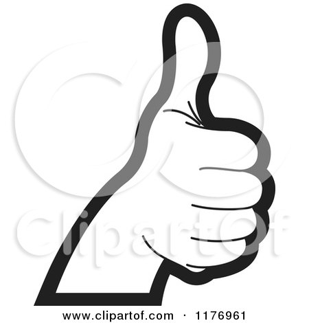 Clipart of a Black and White Thumb up Hand - Royalty Free Vector Illustration by Lal Perera