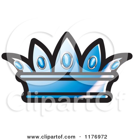 Clipart of a Blue Crown with Sapphires - Royalty Free Vector Illustration by Lal Perera