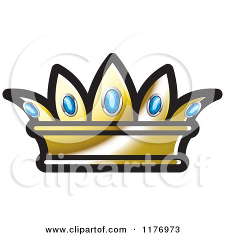 Clipart of a Gold Crown with Sapphires - Royalty Free Vector Illustration by Lal Perera