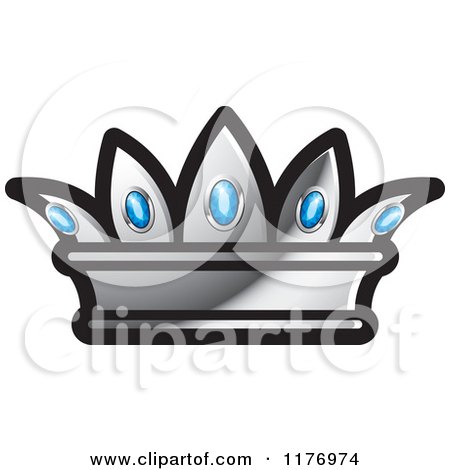 Clipart of a Silver Crown with Sapphires - Royalty Free Vector Illustration by Lal Perera