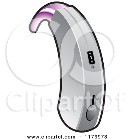 Clipart of a Hearing Aid Ear Device Outlined in Black - Royalty Free Vector Illustration by Lal Perera
