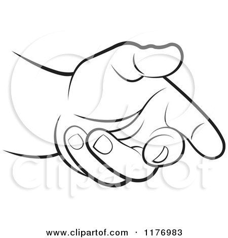 Clipart of a Black and White Extended Offering Hand - Royalty Free Vector Illustration by Lal Perera