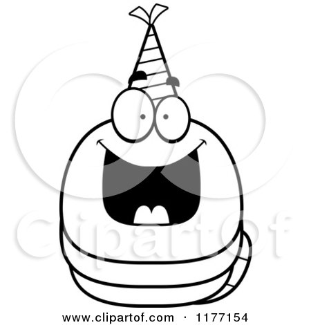 Cartoon of a Happy Birthday Worm Wearing a Party Hat - Royalty Free Vector Clipart by Cory Thoman