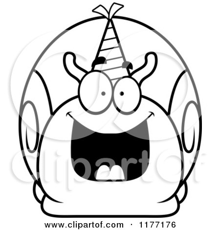 Cartoon of a Happy Birthday Snail Wearing a Party Hat - Royalty Free Vector Clipart by Cory Thoman