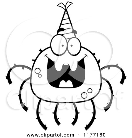 Cartoon of a Happy Birthday Spider Wearing a Party Hat - Royalty Free Vector Clipart by Cory Thoman