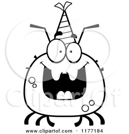 Cartoon of a Happy Birthday Tick Wearing a Party Hat - Royalty Free Vector Clipart by Cory Thoman