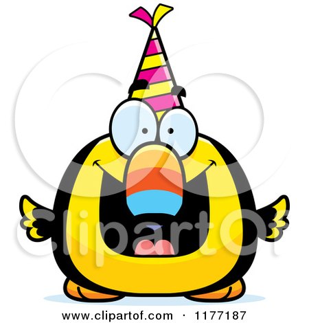 Cartoon of a Happy Birthday Toucan Wearing a Party Hat - Royalty Free Vector Clipart by Cory Thoman