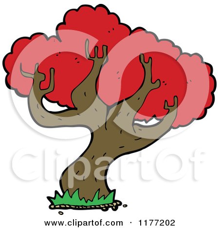 Cartoon of a Red Tree - Royalty Free Vector Illustration by lineartestpilot