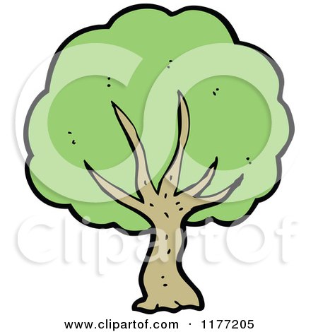 Cartoon of a Green Tree - Royalty Free Vector Illustration by lineartestpilot