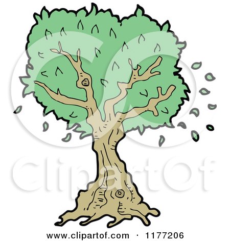 Cartoon of a Green Tree - Royalty Free Vector Illustration by lineartestpilot