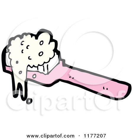 Cartoon Of A | Pink Toothbrush With Paste | Royalty Free Vector Clipart by lineartestpilot