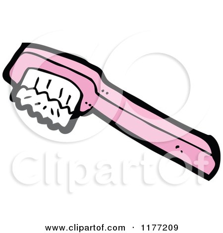 Cartoon Of A | Pink Toothbrush | Royalty Free Vector Clipart by lineartestpilot