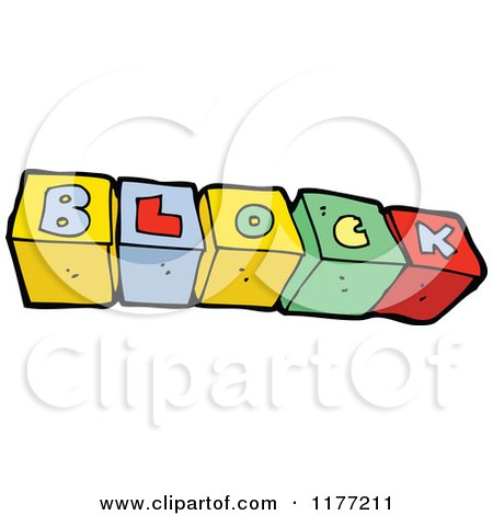 Cartoon Of | Alphabet Blocks Spelling BLOCK | Royalty Free Vector Clipart by lineartestpilot