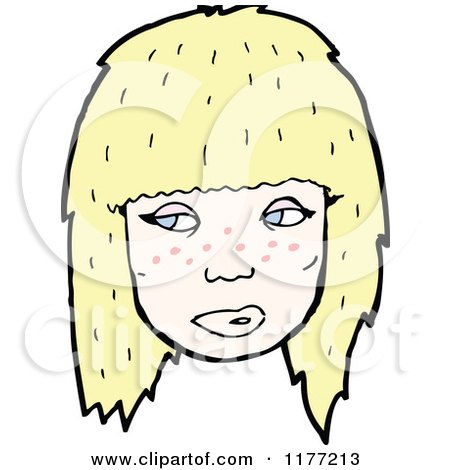 Cartoon Of A Freckled Blond Girls Face - Royalty Free Vector Clipart by lineartestpilot