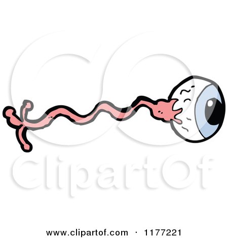Cartoon Of A Blue Eyeball And Tendon - Royalty Free Vector Clipart by lineartestpilot