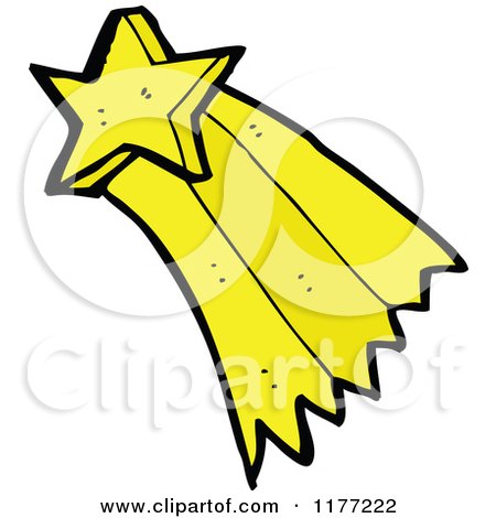 Cartoon Of A Shooting Yellow Star - Royalty Free Vector Clipart by lineartestpilot