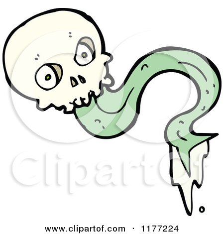 Cartoon Of A Skull With A Forked Green Tongue And Slobber - Royalty Free Vector Clipart by lineartestpilot
