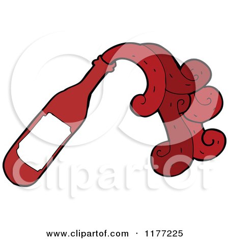 Cartoon Of A Bottle Of Red Wine And Splash - Royalty Free Vector Clipart by lineartestpilot