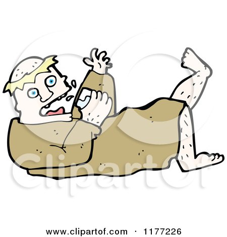 Cartoon Of A Man Reclined And Drinking - Royalty Free Vector Clipart by lineartestpilot