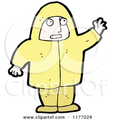 Cartoon Of A Waving Person In Yellow - Royalty Free Vector Clipart by lineartestpilot