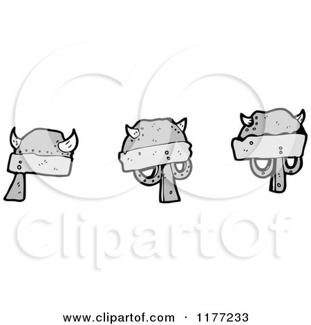 Cartoon Of Metal Helmets - Royalty Free Vector Clipart by lineartestpilot