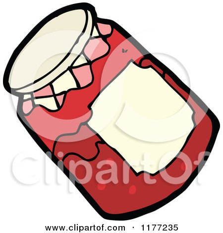 Cartoon Of A Jar of Red Jam - Royalty Free Vector Clipart by lineartestpilot
