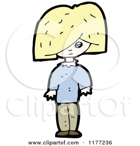 Cartoon Of A Blond Girl - Royalty Free Vector Clipart by lineartestpilot