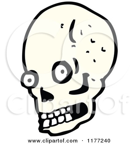 Cartoon Of A Scared Skull - Royalty Free Vector Clipart by lineartestpilot