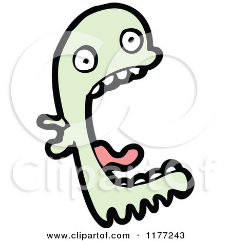 Cartoon Of A Screaming Green Ghost - Royalty Free Vector Clipart by lineartestpilot