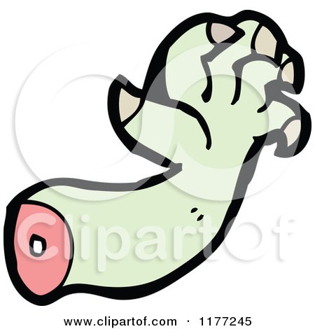 Cartoon Of A Severed Green Zombie Hand - Royalty Free Vector Clipart by lineartestpilot