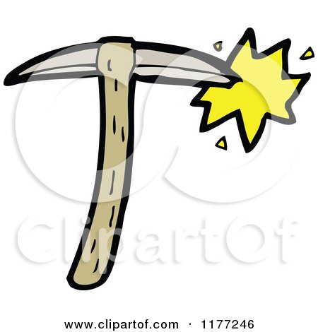 Cartoon Of A Pickaxe - Royalty Free Vector Clipart by lineartestpilot
