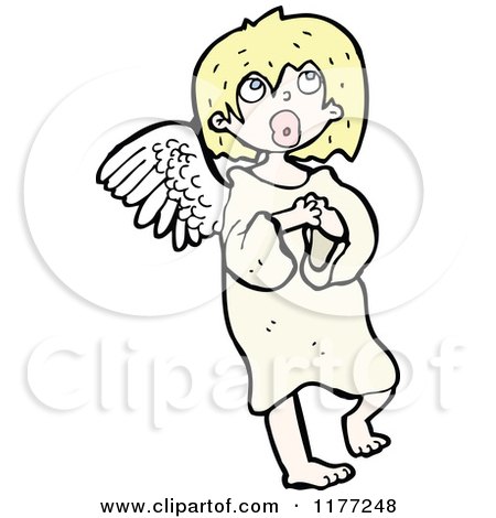 Cartoon Of A Blond Angel - Royalty Free Vector Clipart by lineartestpilot
