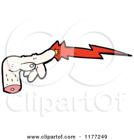 Cartoon Of A Severed Hand With Red Magic - Royalty Free Vector Clipart by lineartestpilot