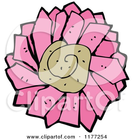 Cartoon Of A Pink Flower - Royalty Free Vector Clipart by lineartestpilot
